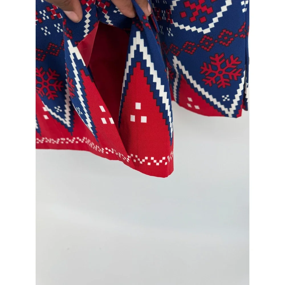 Shinesty Mens Blue Christmas Fair Isle Snowflake Holiday Blazer Suit Jacket